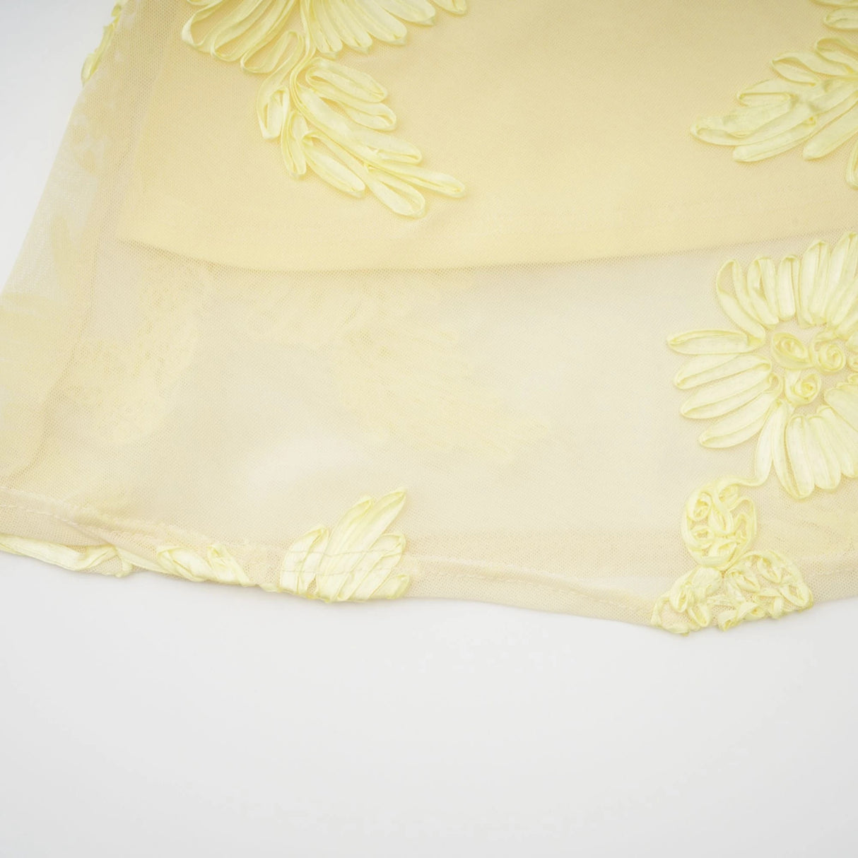 Théoline Yellow Floral Appliqué Corset Maxi Dress