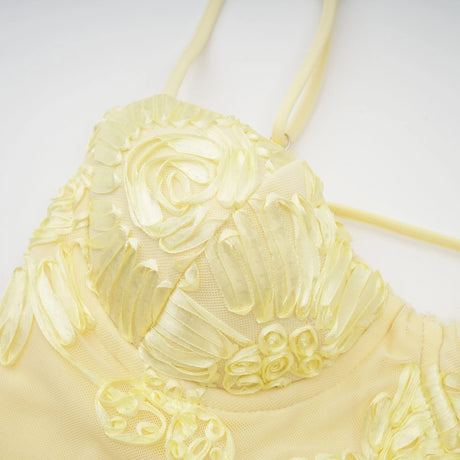 Mariangela Maxi Dress Yellow Floral Appliqué Corset