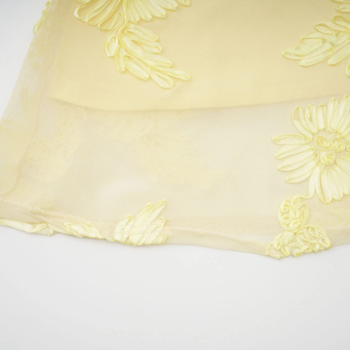 Théoline Yellow Floral Appliqué Corset Maxi Dress