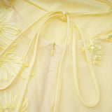 Théoline Yellow Floral Appliqué Corset Maxi Dress
