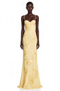 Théoline Yellow Floral Appliqué Corset Maxi Dress