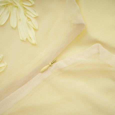 Mariangela Maxi Dress Yellow Floral Appliqué Corset