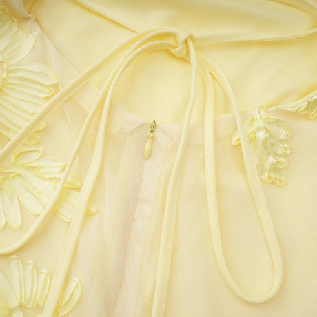 Mariangela Maxi Dress Yellow Floral Appliqué Corset