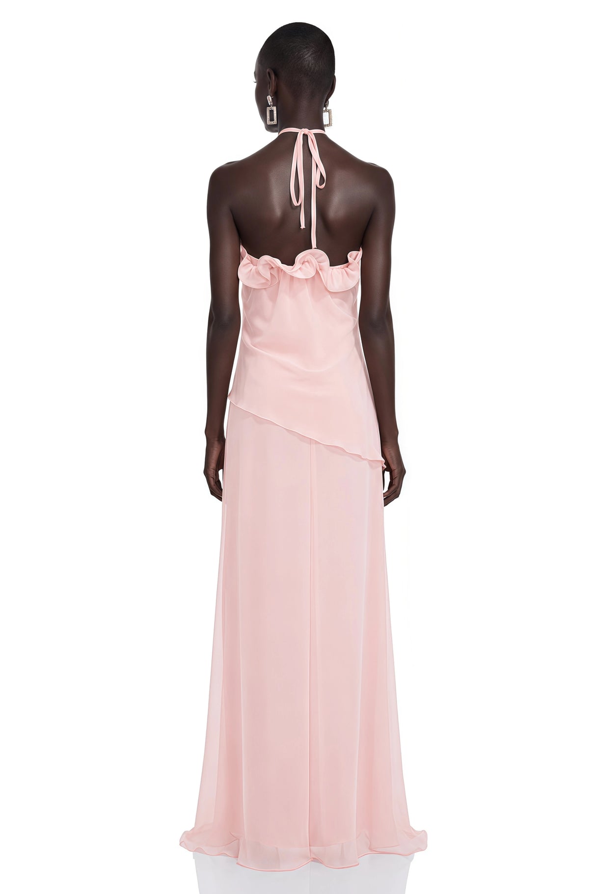 Thulisile Pink Chiffon Maxi Dress with 3D Florals