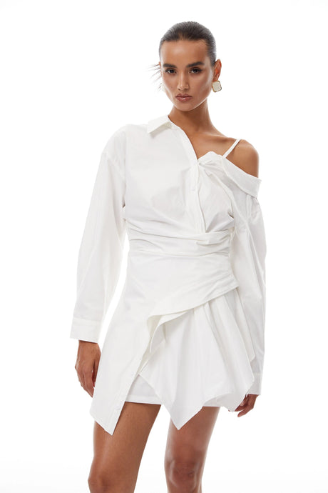 Miracle Dress White Asymmetrical Mini Shirt