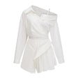 Tímea White Asymmetrical Mini Shirt Dress