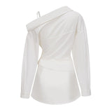 Tímea White Asymmetrical Mini Shirt Dress