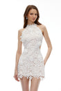 Tiphaine White CutOut Floral Appliqué Mini Dress