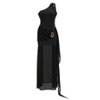 Tiziana Black One Shoulder Cut Out Maxi Dress