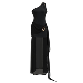 Tiziana Black One Shoulder Cut Out Maxi Dress