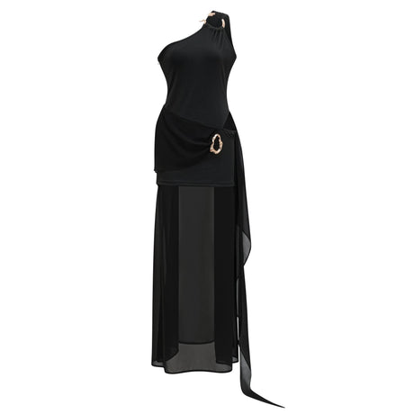 Dorotea Maxi Dress Black One Shoulder Cut Out