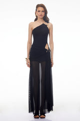 Tiziana Black One Shoulder Cut Out Maxi Dress