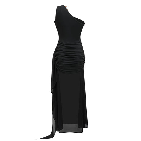 Dorotea Maxi Dress Black One Shoulder Cut Out