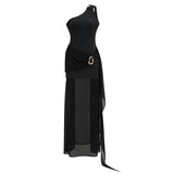 Tiziana Black One Shoulder Cut Out Maxi Dress