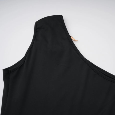 Emanuela Maxi Dress Black One Shoulder Cut Out