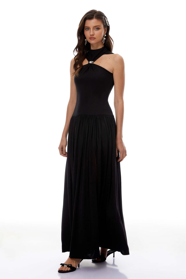 Tomás BlackBlack Halterneck Maxi Dress