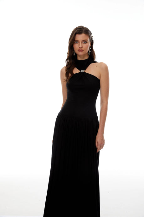 Bailey Maxi Dress BlackBlack Halterneck