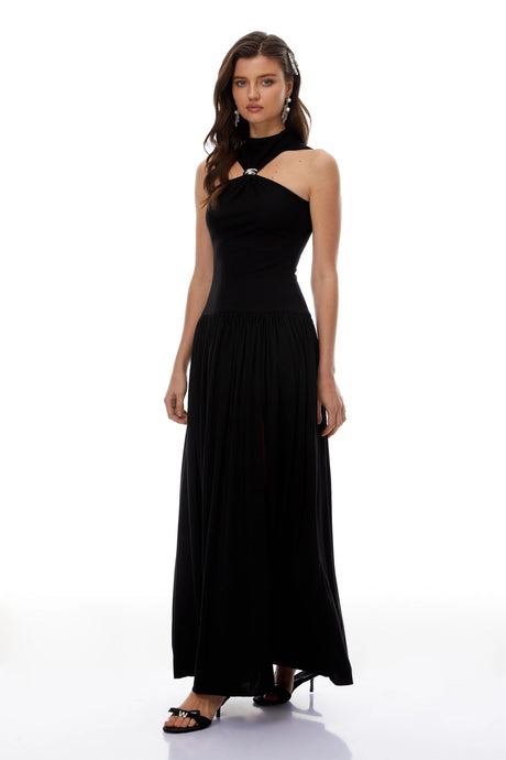 Bailey Maxi Dress BlackBlack Halterneck