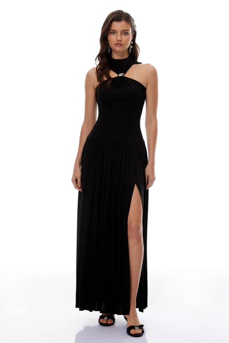 Bailey Maxi Dress BlackBlack Halterneck