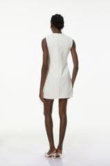 Toril White Color Blocked 3D Petal Mini Dress