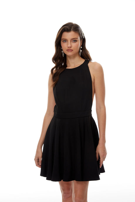 Flavia Mini Dress Black Open Back