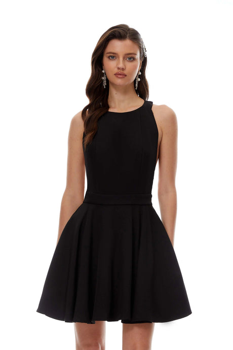 Flavia Mini Dress Black Open Back
