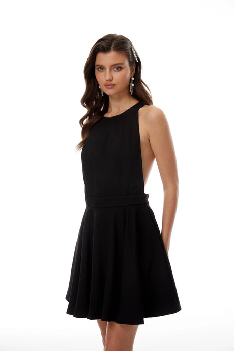 Flavia Mini Dress Black Open Back