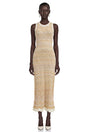 Tracy Cream Zigzag Weave Round Neck Maxi Dress