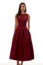 Triana Burgundy Belt Waist Satin Maxi Dress