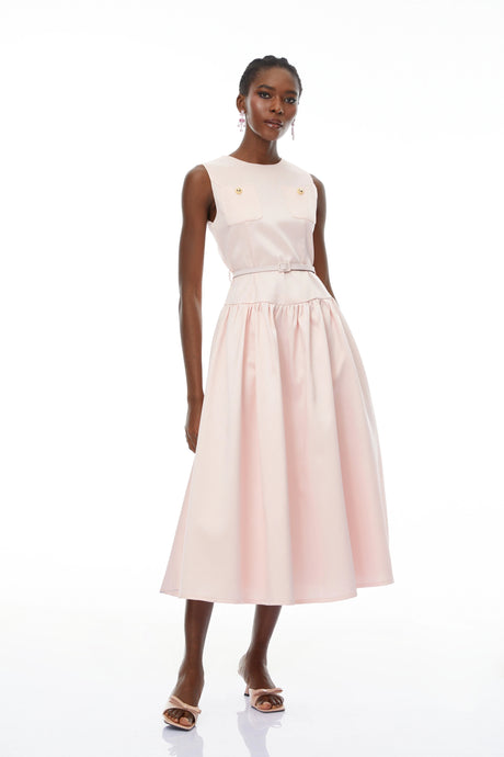 Pasquina Maxi Dress Pink Belt Waist Satin