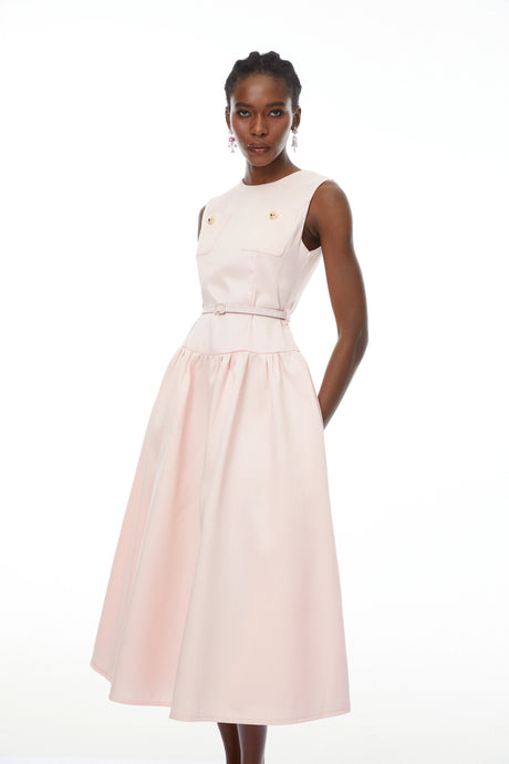 Pasquina Maxi Dress Pink Belt Waist Satin