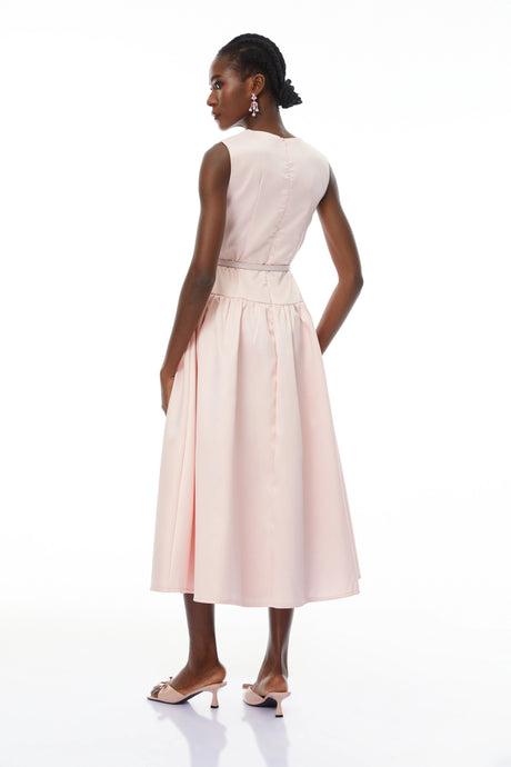 Pasquina Maxi Dress Pink Belt Waist Satin