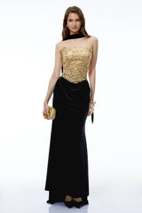 Tui Black Ruched Maxi Dress with Front Slit