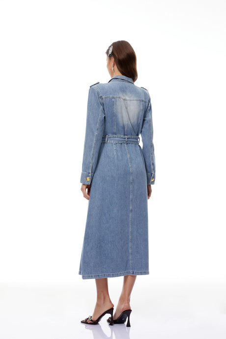 Gemmina Maxi Dress Blue Faded Denim