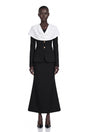 Uliana Black Color Block Fishtail Midi Dress