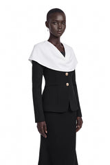 Uliana Black Color Block Fishtail Midi Dress