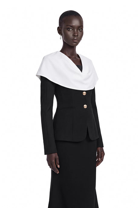Destiny Midi Dress Black Color Block Fishtail