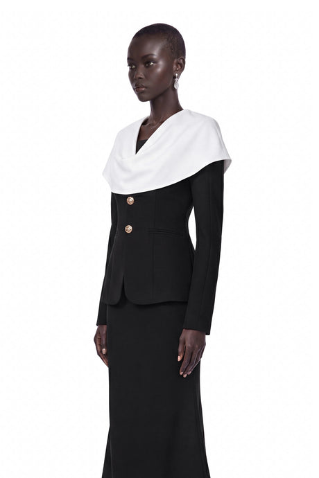 Destiny Midi Dress Black Color Block Fishtail