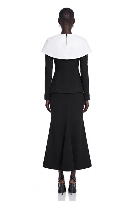 Destiny Midi Dress Black Color Block Fishtail