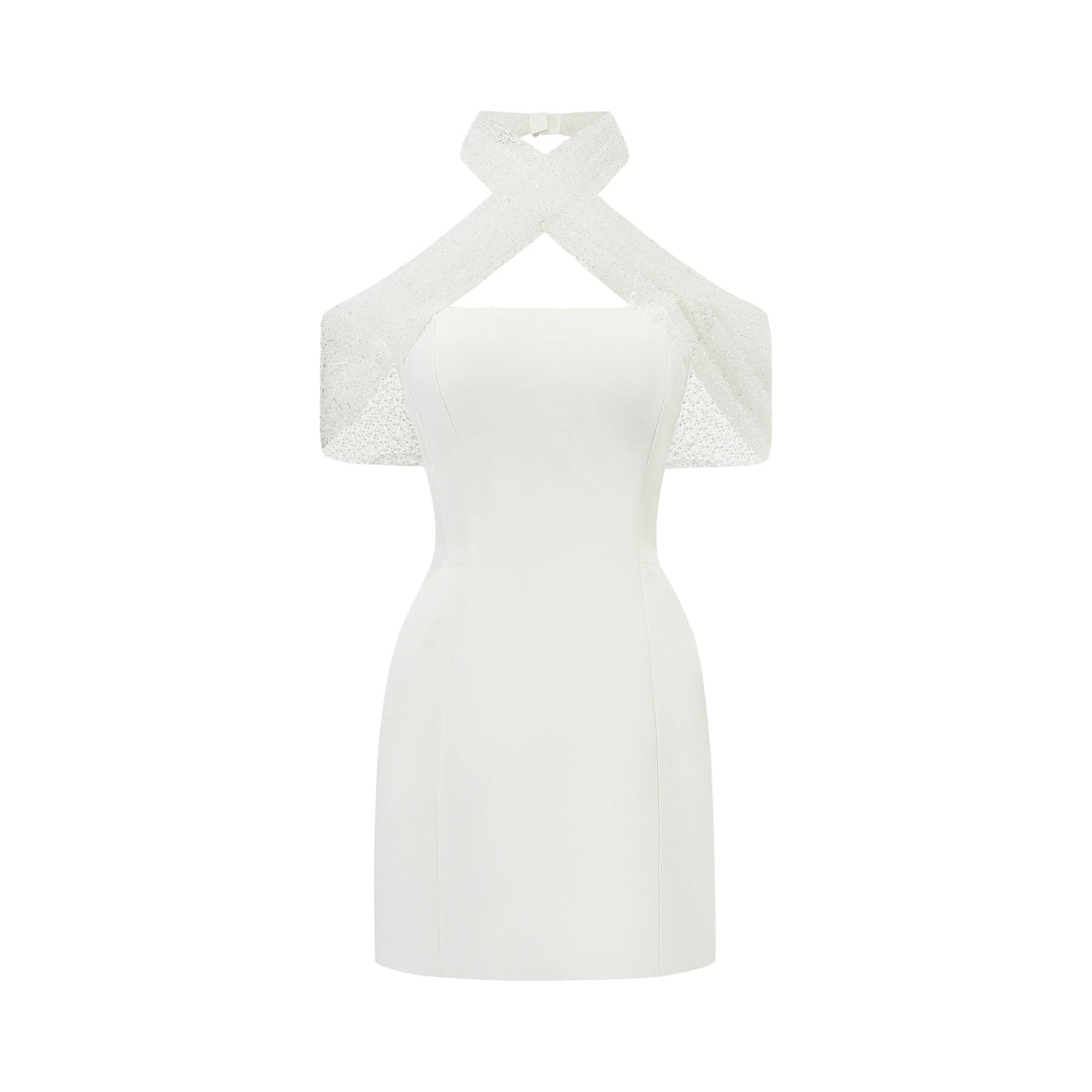 Ulla White Cross Over Bodycon Mini Dress