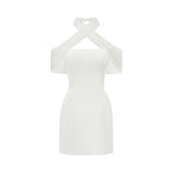Ulla White Cross Over Bodycon Mini Dress