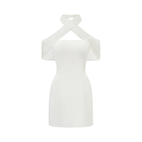 Ulla White Cross Over Bodycon Mini Dress