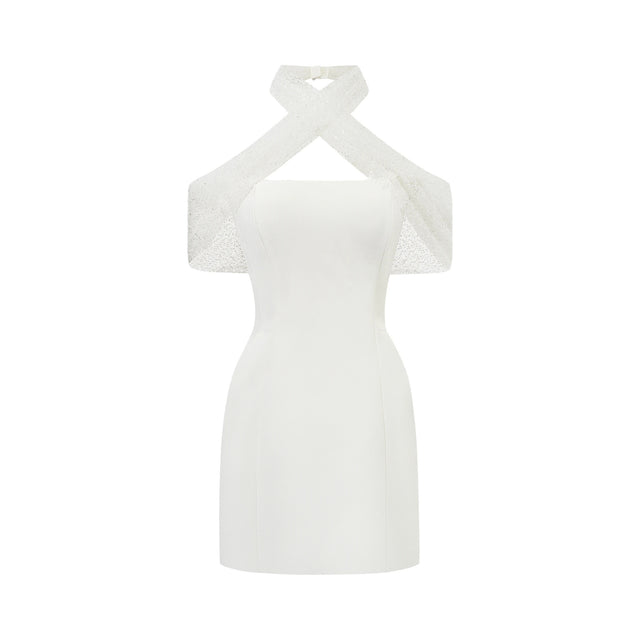 Ulla White Cross Over Bodycon Mini Dress