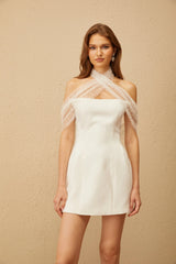 Ulla White Cross Over Bodycon Mini Dress