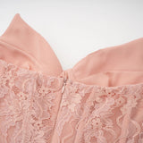 Ulrique Pink Lace Corset Tulle Maxi Dress