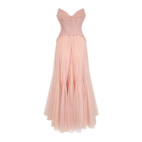 Melody Maxi Dress Pink Lace Corset Tulle