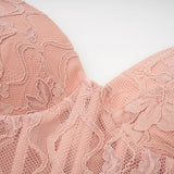 Ulrique Pink Lace Corset Tulle Maxi Dress