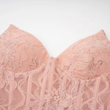 Ulrique Pink Lace Corset Tulle Maxi Dress