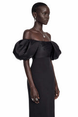Umay Black Maxi Dress with Puffball Sleeves