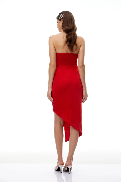 Vittoria Mini Dress Red Strapless Gathered Corset
